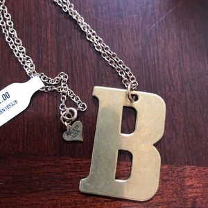 30” brass monogram necklace “B”